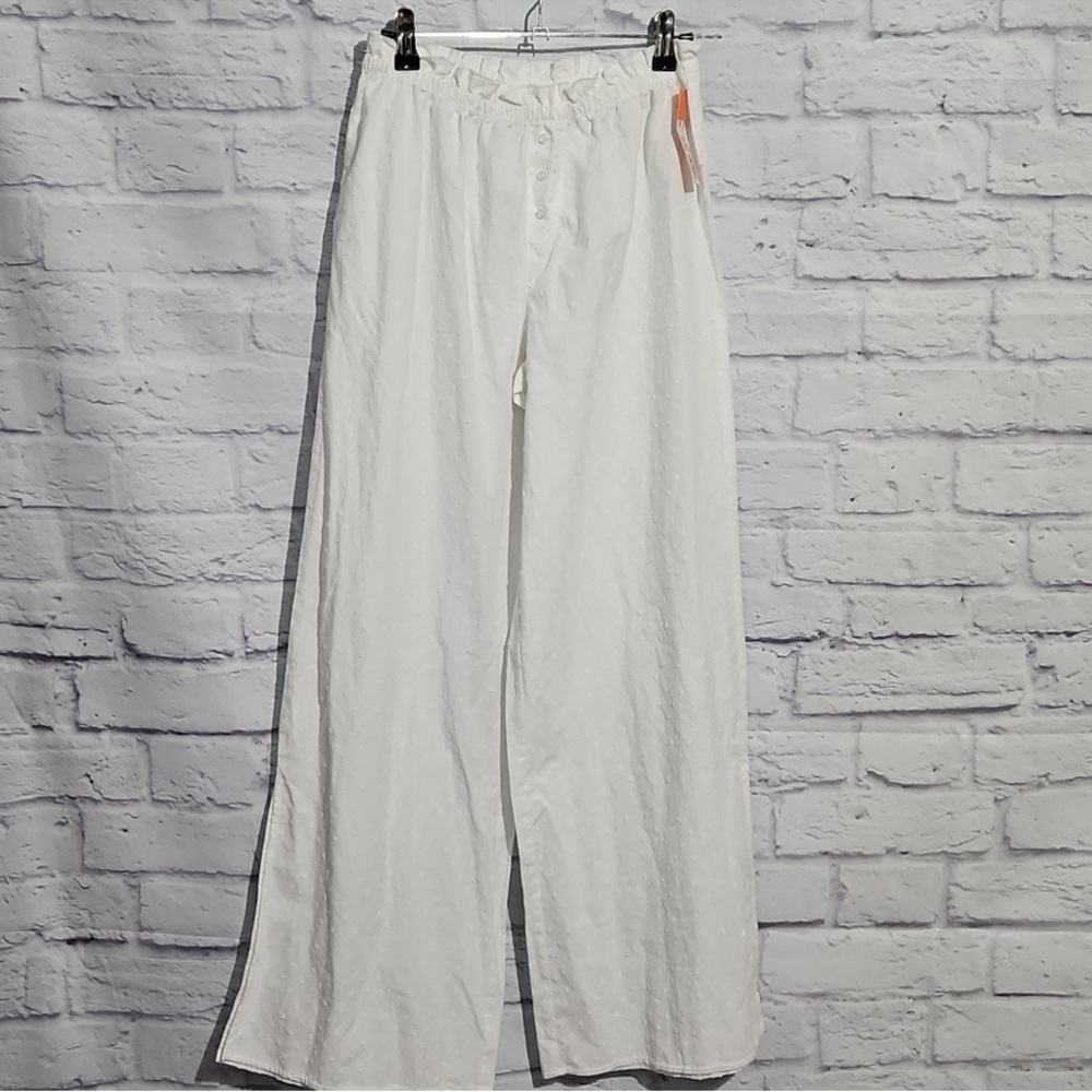 White Colsie Ruffle Polka Dot Pants